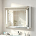 Meuble miroir gris clair a 2 portes esprit fermier en acier