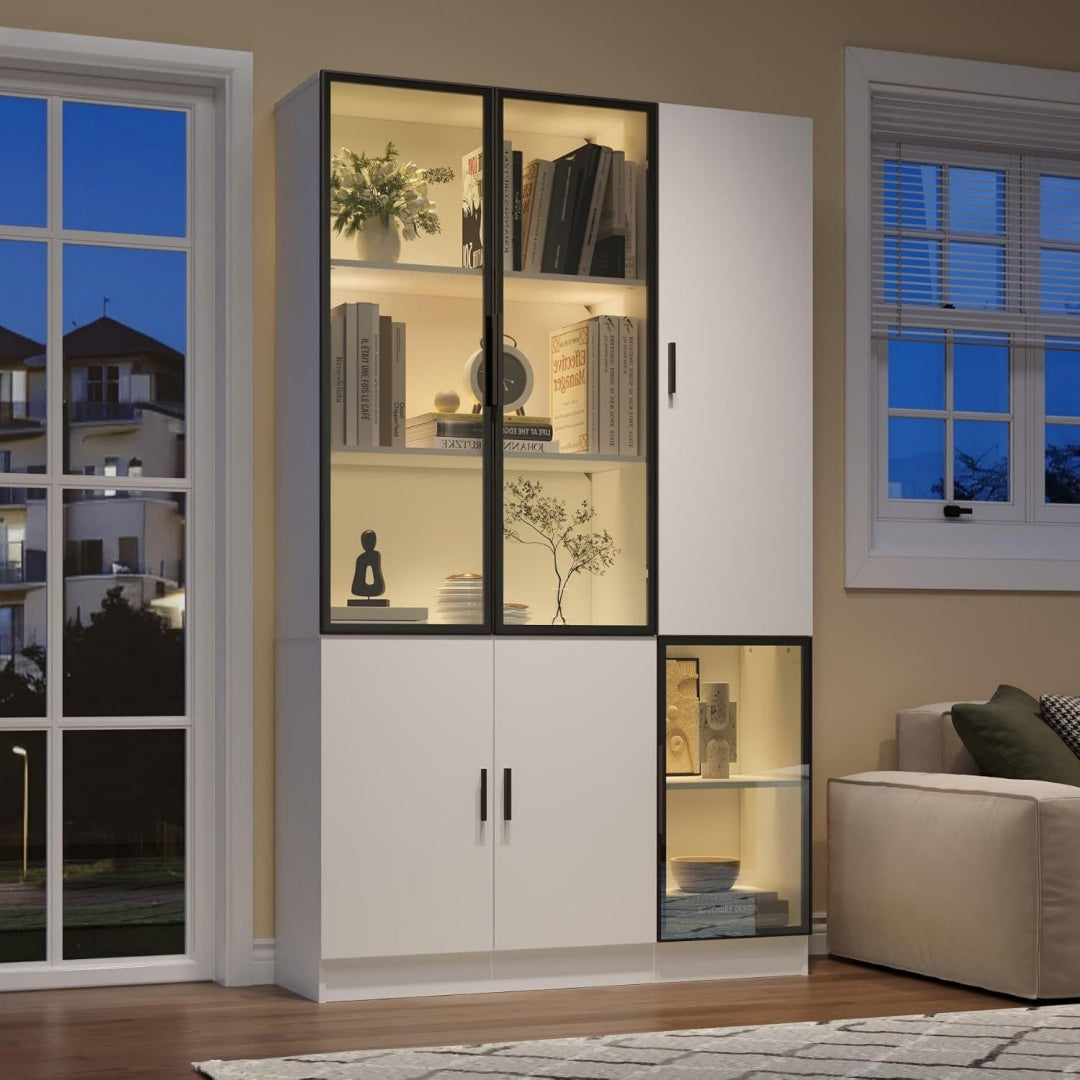 Design, vitrine dexposition gris en panneau de particules trouve sa place