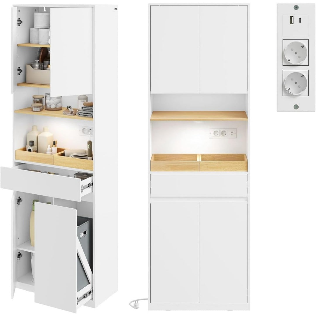 Meuble colonne gris clair, MDF, style moderne