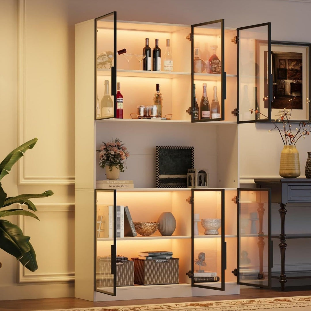 Vitrine pour salle a manger marron 6 portes