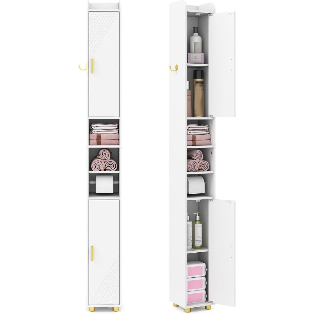 Meuble colonne esprit fermier gris clair 3 etageres, metal durable