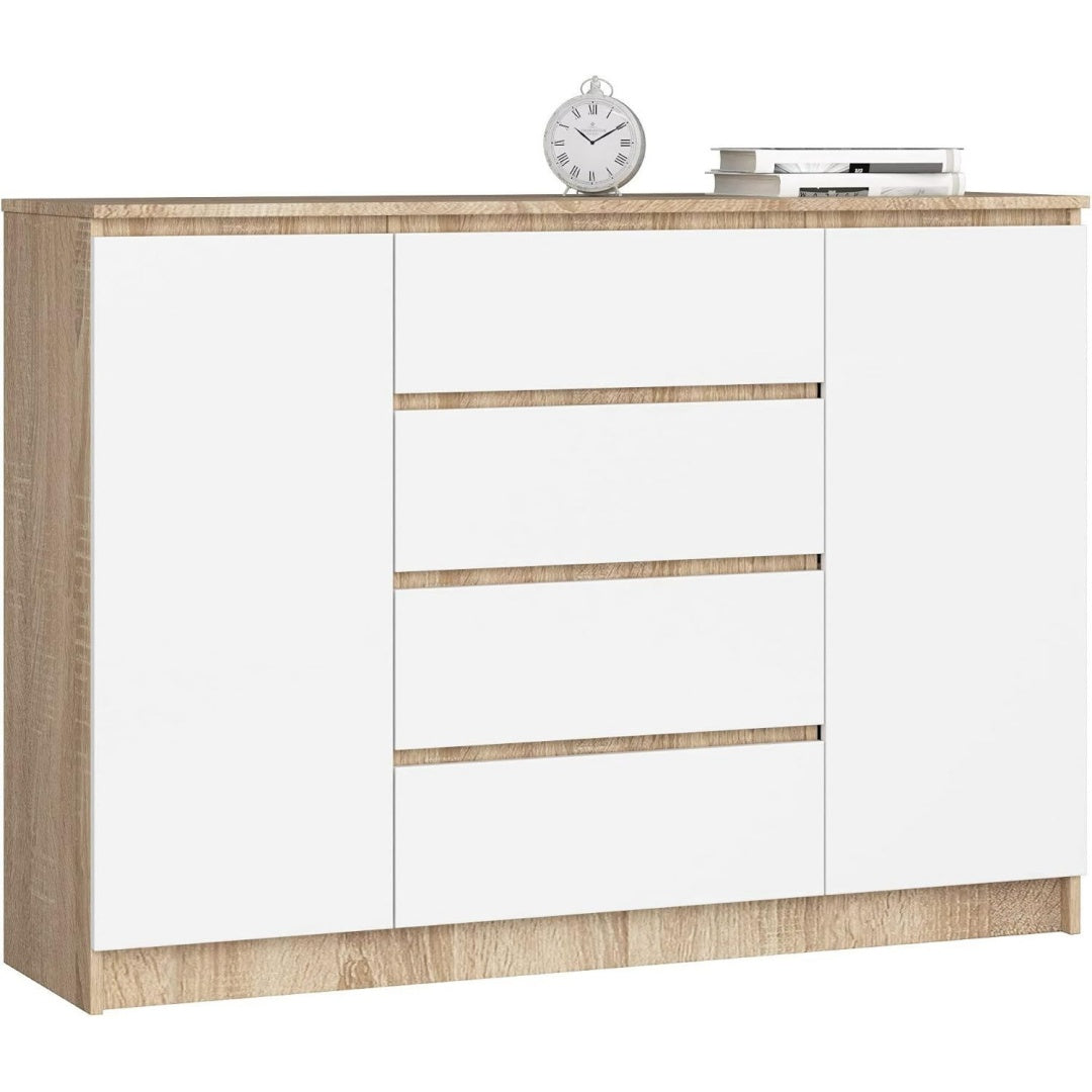 Commode gris clair en MDF et acrylique