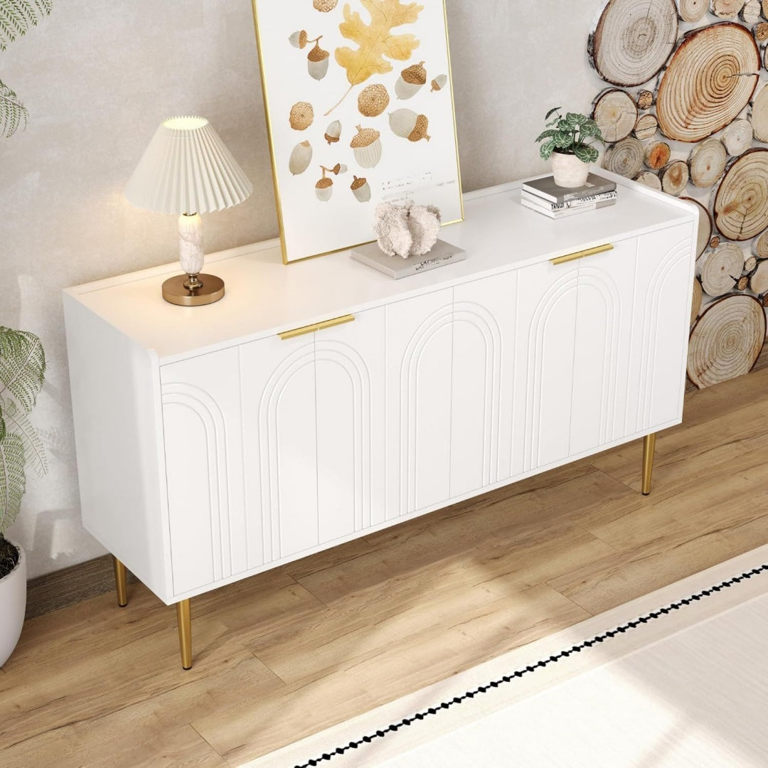 Commode structure metallique gris clair 4 portes