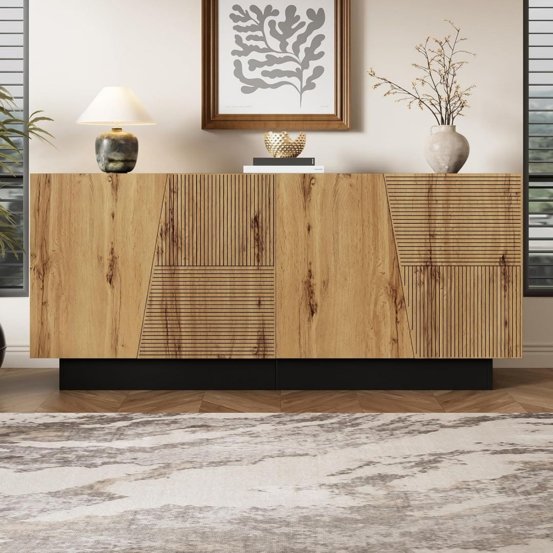 Buffet marron bois ingenierie 160 cm, rangement style contemporain