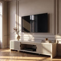 Meuble tele marron 150 cm, 2 etageres et a 2 portes