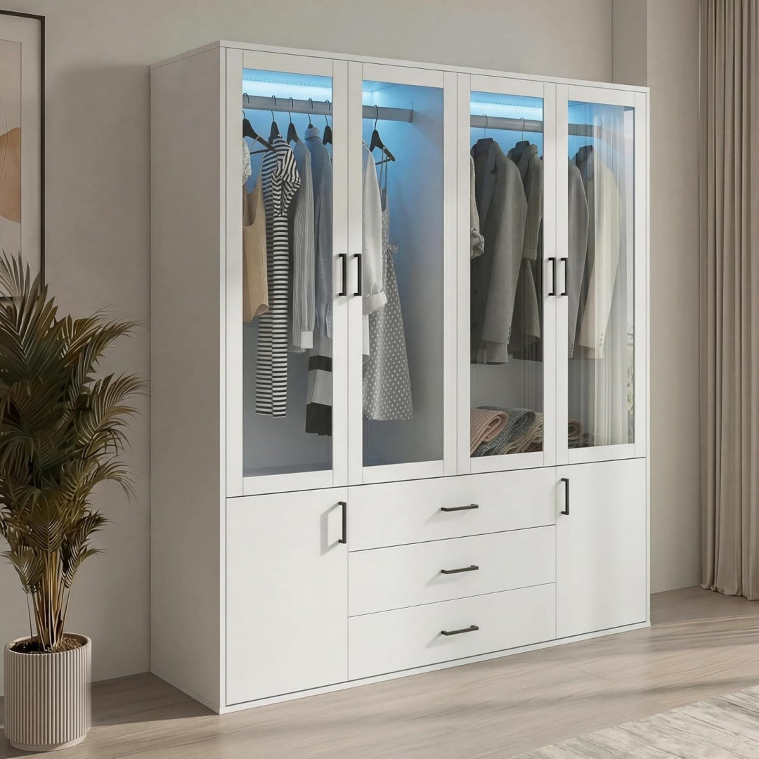 Armoire contemporain gris eclairage LED