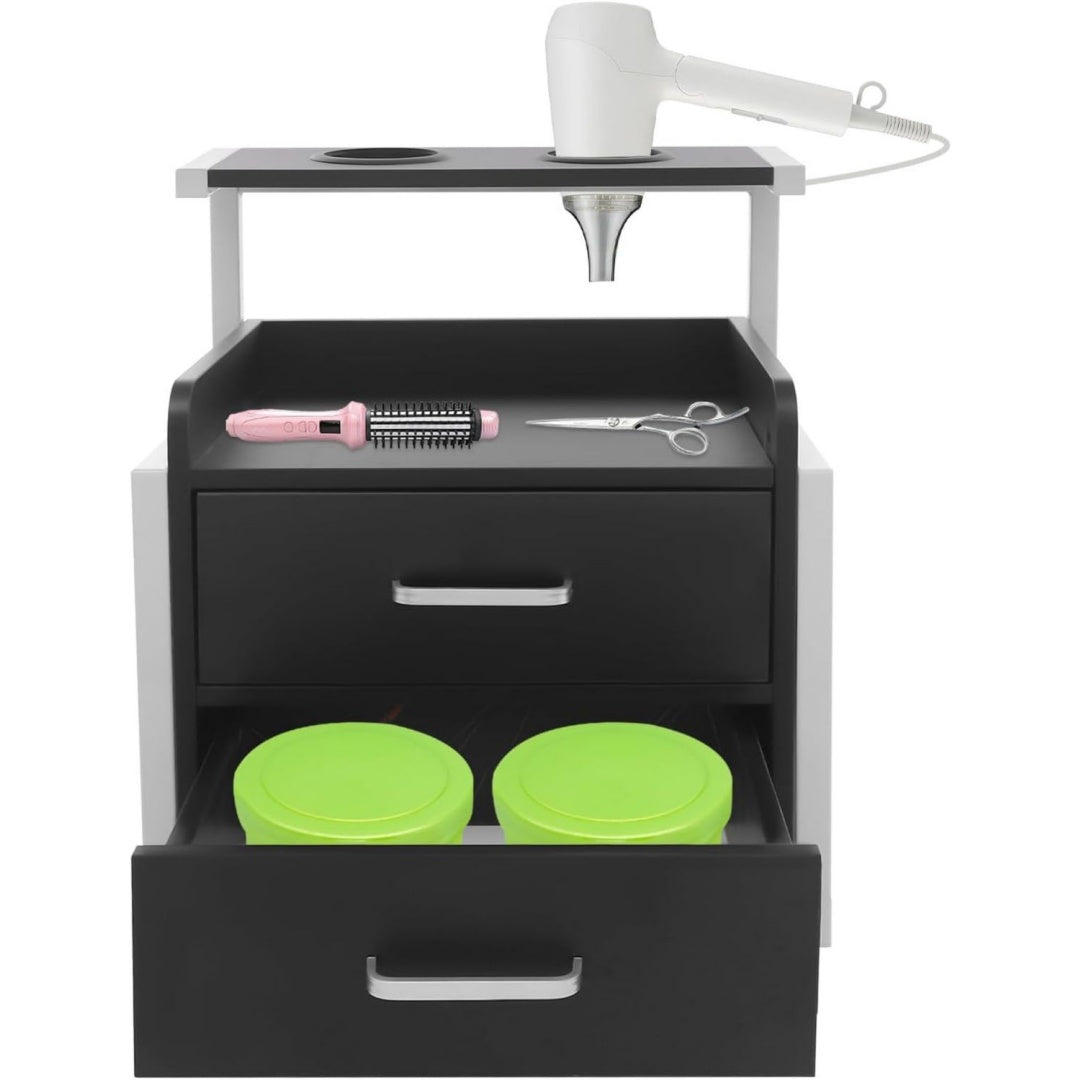 Dans bureau, meuble suspendu gris fonce en metal trouve sa place