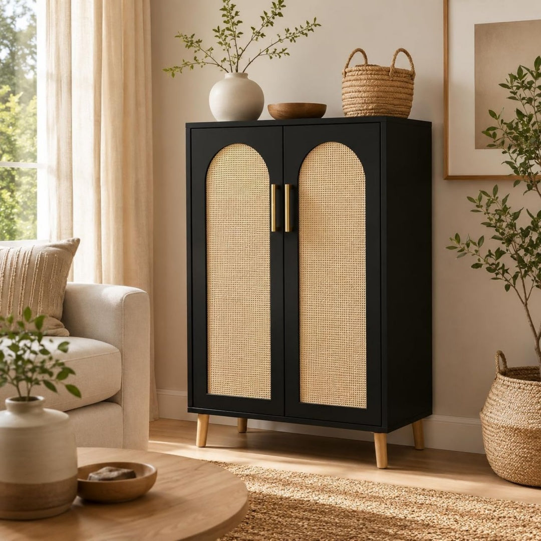 Credence marron a 2 portes 60 cm design moderne