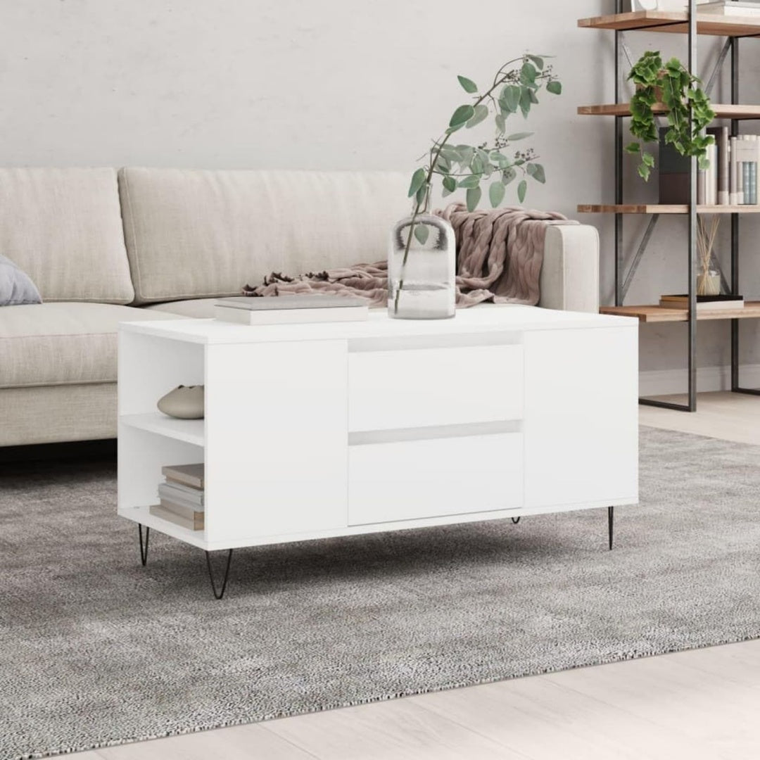 Table basse en bois d'ingenierie gris clair 102 x 44.5 x 50 cm