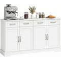Buffet gris clair verre 140 cm, rangement aspect naturel