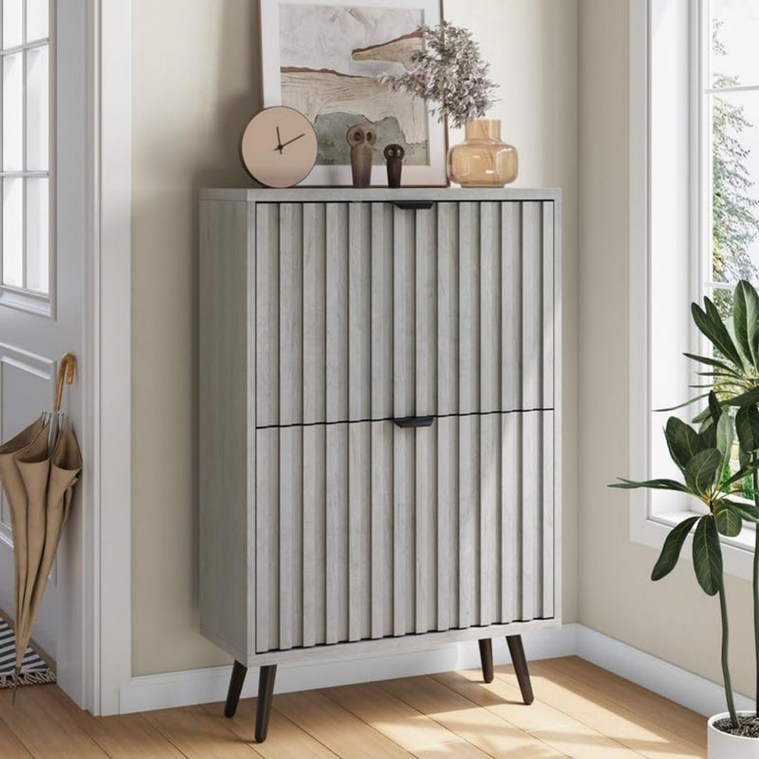 Meuble armoire a chaussures gris, contemporain, ideal pour entree
