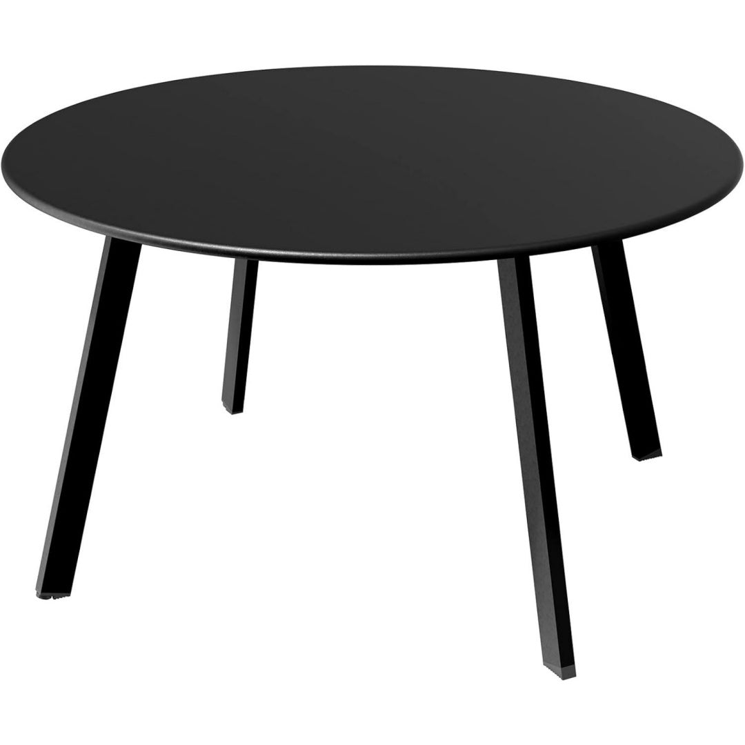 Discret en bois, table ronde gris fonce style industriel