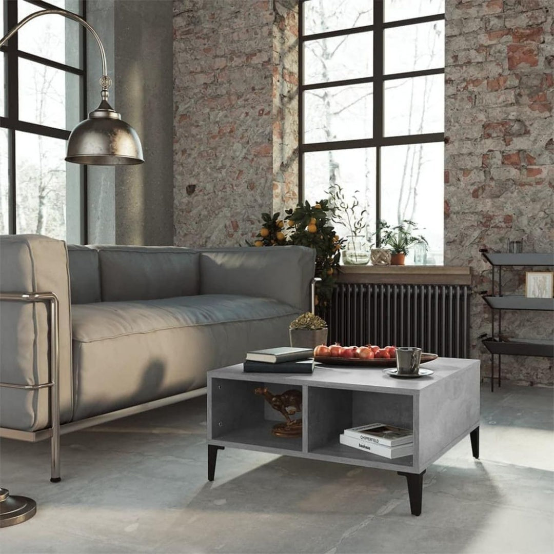 Table basse gris fonce 60 x 60 x 30 cm pieds metalliques