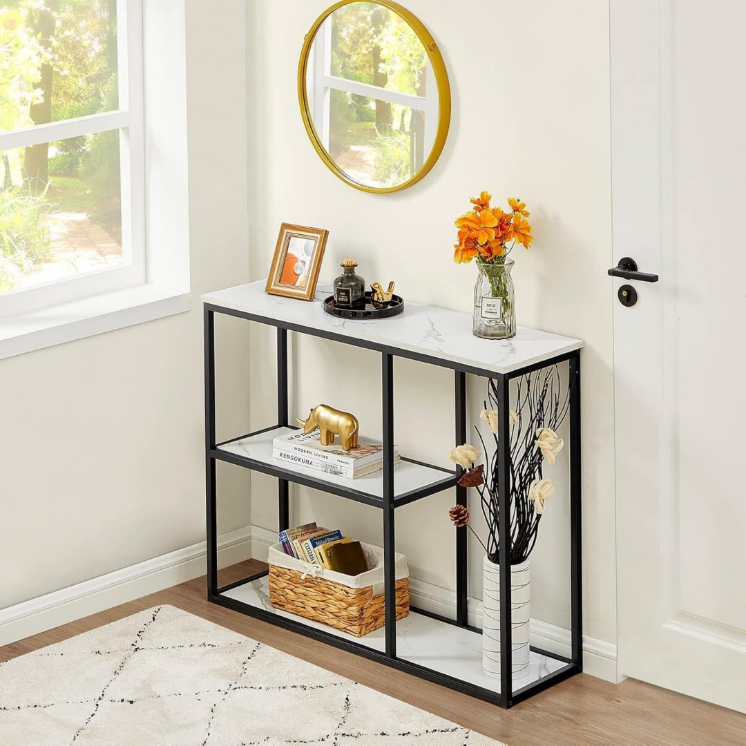 Grande table console en metal et panneau de particules