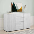 Buffet avec deux tiroirs gris clair, design contemporain, pour cuisine