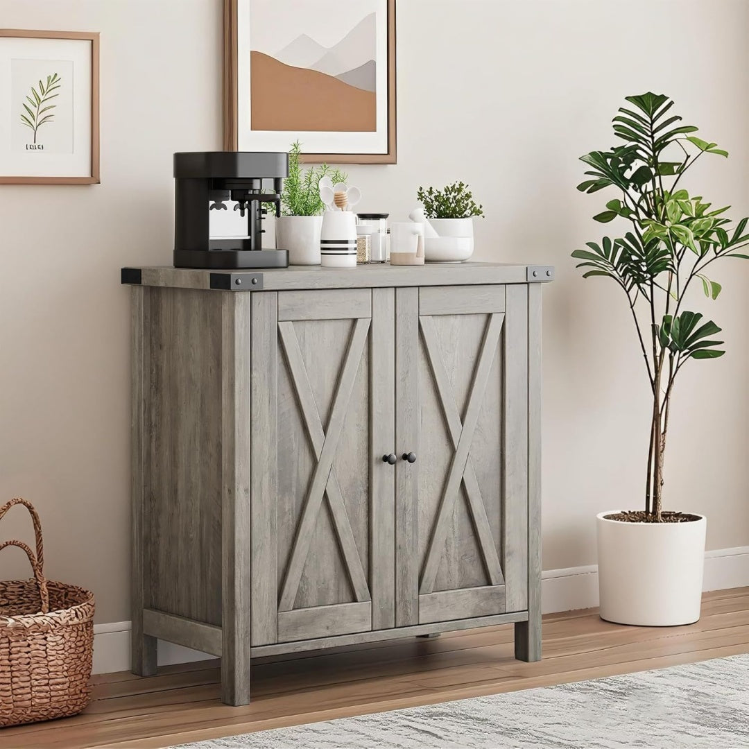 Format76 x 40 x 80 cm, bahut gris en bois style moderne